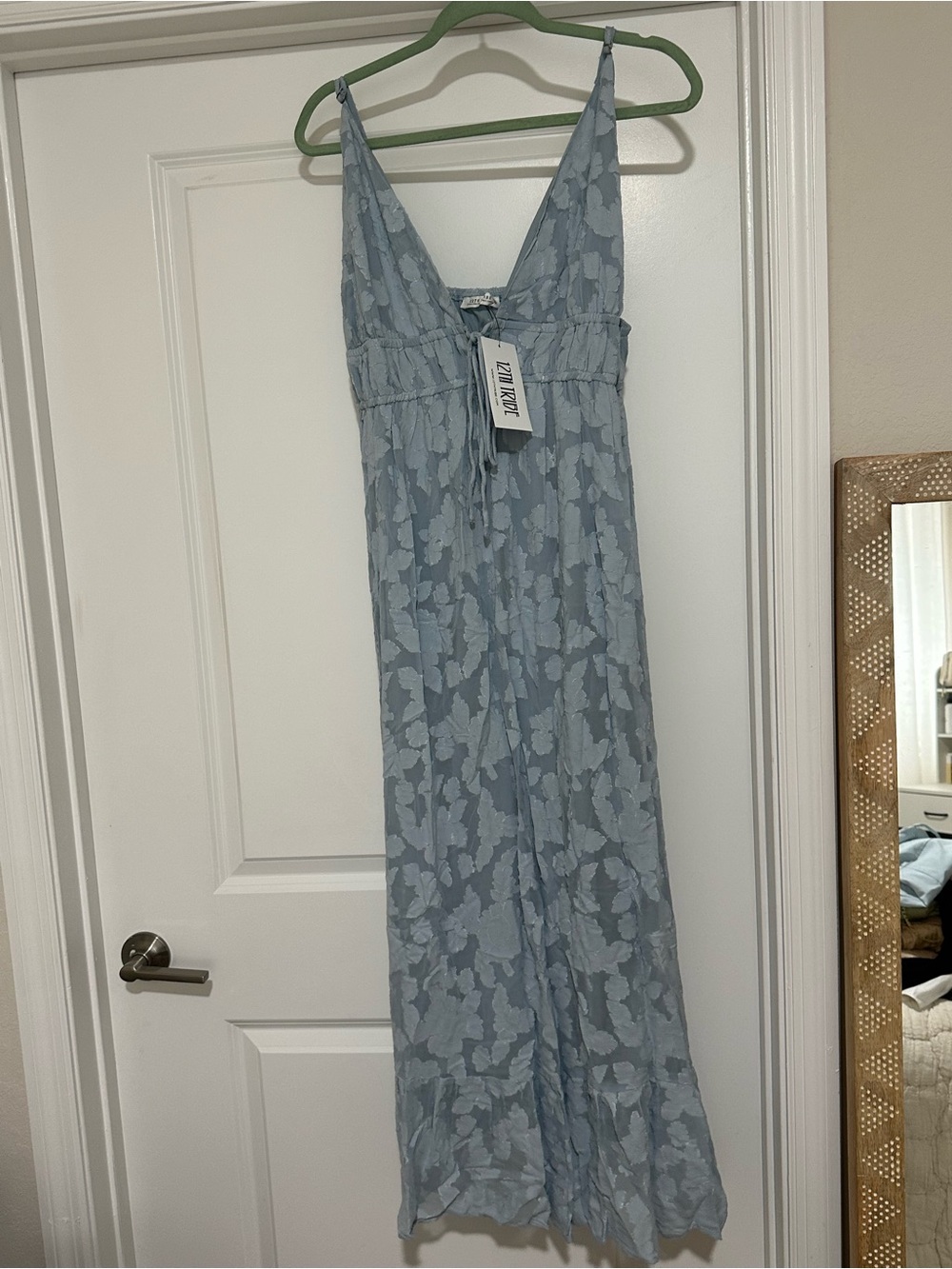 12th Tribe Light Blue Floral Maxi Dress